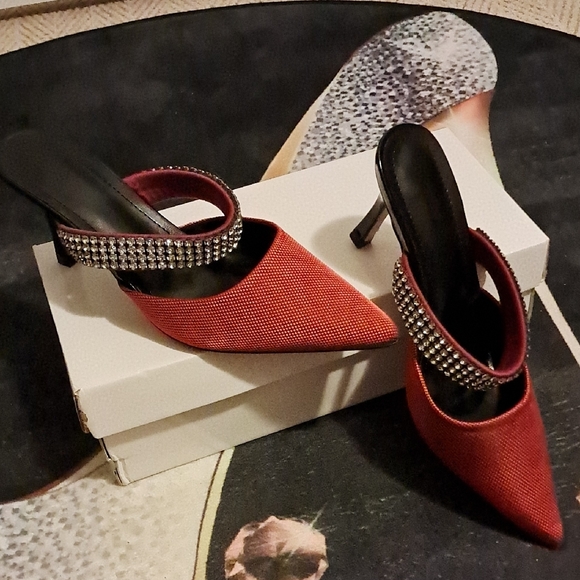 Red Rhinestone Embellished Heels - Picture 5 of 5